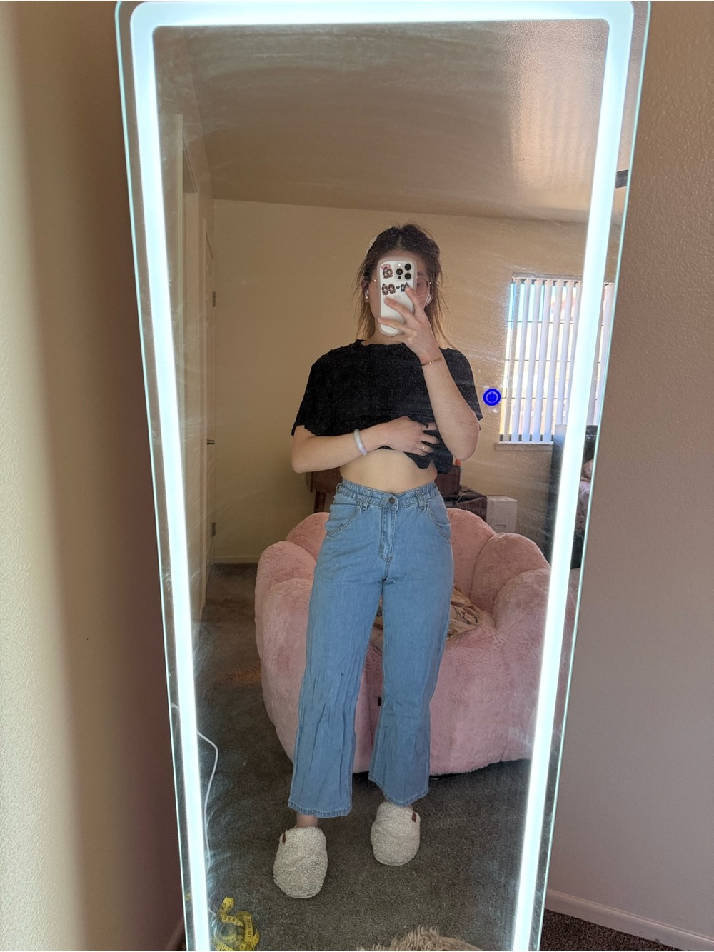 Light Blue High-Waist Straight Jeans - Women